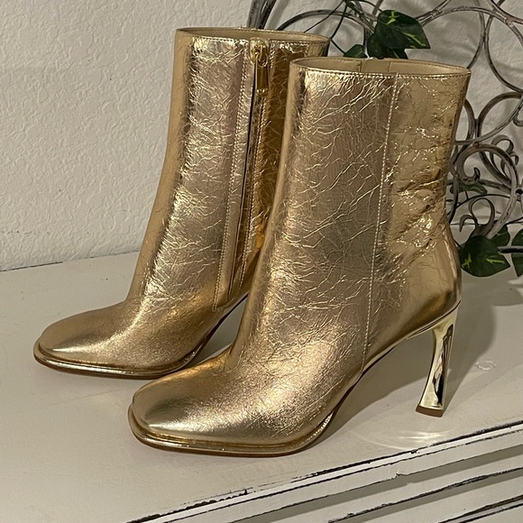 Michael Kors Gold Stiletto Heeled Boots - Picture 1 of 7